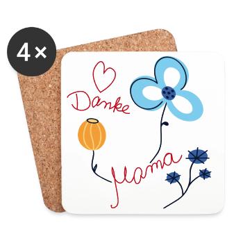 Danke Mama  - Untersetzer (4er-Set) - Weiß - Vorne
