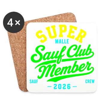 Malle 2026 Sauf Club Member Mallorca 2026 - Untersetzer (4er-Set) - Weiß - Vorne