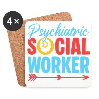 Social Worker Quota Psychiatric Social Work - Coasters (set of 4) - white - Front
