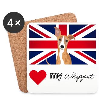 LUVMYWHIPPET (texte noir, Vibrant) - Dessous de verre (lot de 4) - blanc - Devant