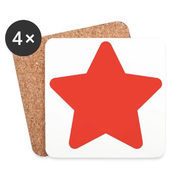 Red Star Minimal Graphic - Coasters (set of 4) - white - Front