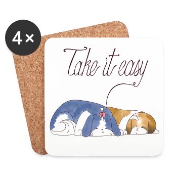 Take It Easy Shihtzu Puppies - Coasters (set of 4) - white - Front