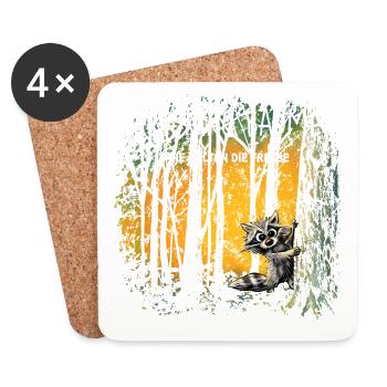 Ich mag Bäume die halten die Fresse  Waschbär  - Untersetzer (4er-Set) - Weiß - Vorne
