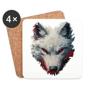 Wolf-Design - Untersetzer (4er-Set) - Weiß - Vorne