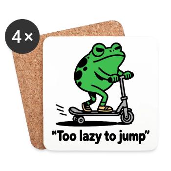 Too Lazy to Jump Funny Frog Chillout - Coasters (set of 4) - white - Front
