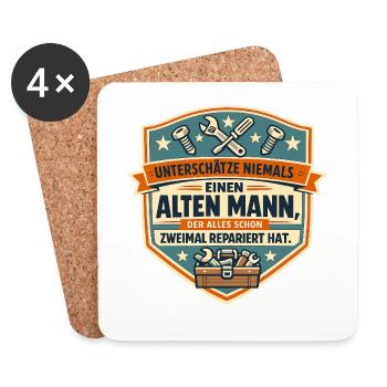 Alter Mann, der Alles Zweimal Repariert - Untersetzer (4er-Set) - Weiß - Vorne
