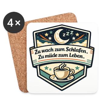 Zu wach zum Schlafen Motiv - Untersetzer (4er-Set) - Weiß - Vorne
