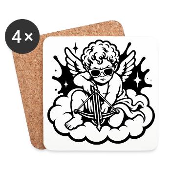 Cool Cupid with Crossbow and Sunglasses - Coasters (set of 4) - white - Front