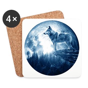 Wolf Howling Celestial EPIC Moon Forest Wolves - Untersetzer (4er-Set) - Weiß - Vorne