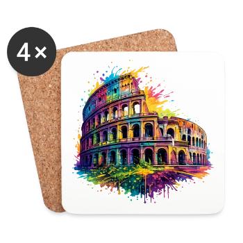 Kolosseum Rom buntes Splash Design Italien - Untersetzer (4er-Set) - Weiß - Vorne