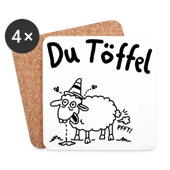 Du Töffel Moin Norddeutsch Tollpatsch - Untersetzer (4er-Set) - Weiß - Vorne