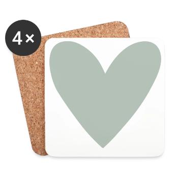 Vert Cœur Sauge - Dessous de verre (lot de 4) - blanc - Devant