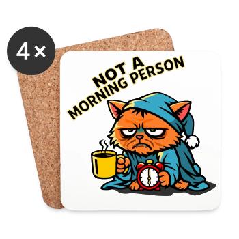 Cat grouch in dressing gown - Coasters (set of 4) - white - Front