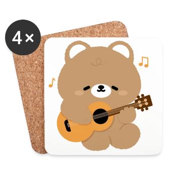 Bear Guitar Serenade - Dessous de verre (lot de 4) - blanc - Devant