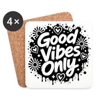 Good Vibe Only Graffiti Motif - Dessous de verre (lot de 4) - blanc - Devant