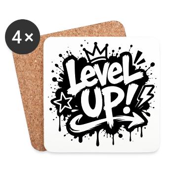 Level Up Gamer Graffiti Motiv - Untersetzer (4er-Set) - Weiß - Vorne