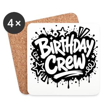 Motif graffiti de fête d’anniversaire - Dessous de verre (lot de 4) - blanc - Devant