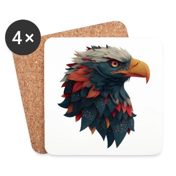 Powerful Eagle Head, Strong, Determined Gift - Coasters (set of 4) - white - Front