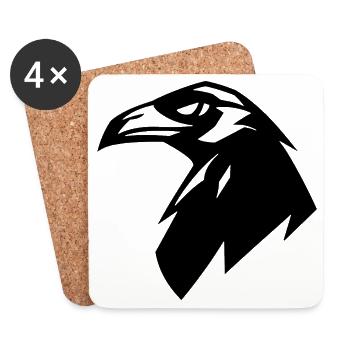 Raven, Simple Silhouette Logo - Untersetzer (4er-Set) - Weiß - Vorne