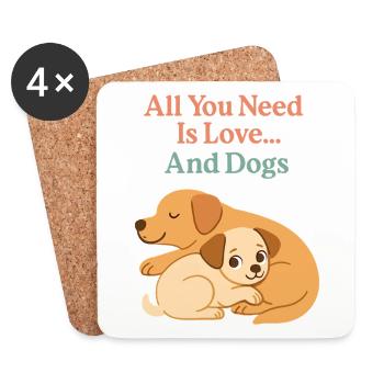 Tout ce qu’il vous faut, c’est de l’amour et des chiens – des chiens mignons - Dessous de verre (lot de 4) - blanc - Devant