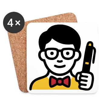 Teacher Professor Glasses Comic - Coasters (set of 4) - white - Front