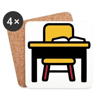 School Desk Table Learning Exams - Coasters (set of 4) - white - Front