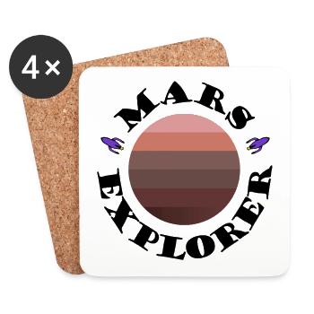 Mars Planet Sunset with Rockets - Coasters (set of 4) - white - Front