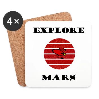 Retro rocket in the red striped circle - Coasters (set of 4) - white - Front