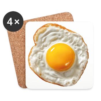 œuf au plat - Dessous de verre (lot de 4) - blanc - Devant