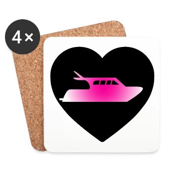 Motorboot - Untersetzer (4er-Set) - Weiß - Vorne