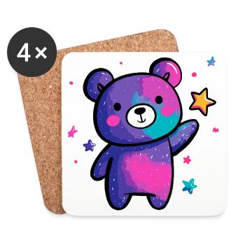 Magie stellaire du panda cosmique - Dessous de verre (lot de 4) - blanc - Devant