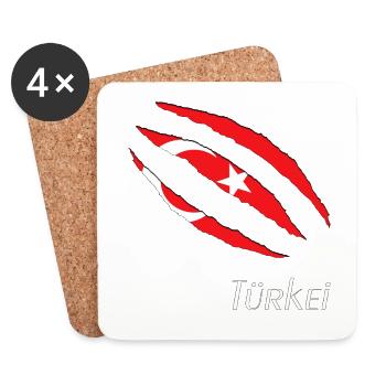 Türkei Flaggenklaue Design - Untersetzer (4er-Set) - Weiß - Vorne