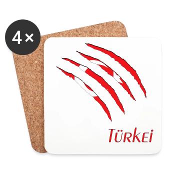 Türkei Krallenprint auf Schwarz - Untersetzer (4er-Set) - Weiß - Vorne