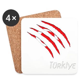 Türkei Flagge Türkische Krallenstreifen - Untersetzer (4er-Set) - Weiß - Vorne