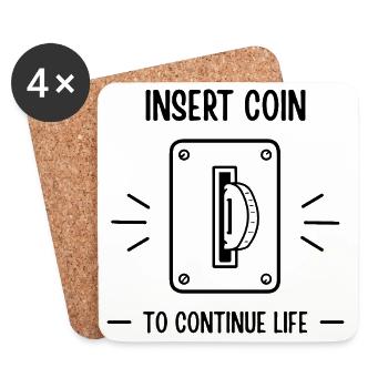 Insert Coin To Continue Life Retro Gaming - Coasters (set of 4) - white - Front