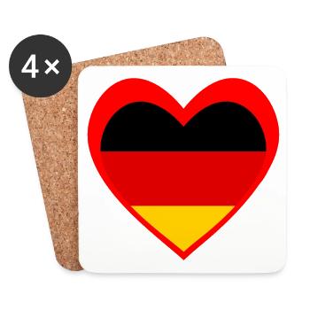 Rotes Deutschland Herzflagge – Liebe und Stolz - Dessous de verre (lot de 4) - blanc - Devant