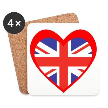 United Kingdom Heart – Love for the UK - Dessous de verre (lot de 4) - blanc - Devant