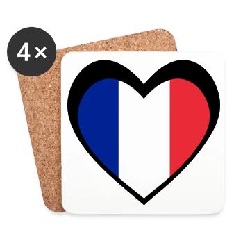Heart French Flag Black - Coasters (set of 4) - white - Front