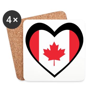 Black Maple Heart – Bold Modern Canada - Coasters (set of 4) - white - Front