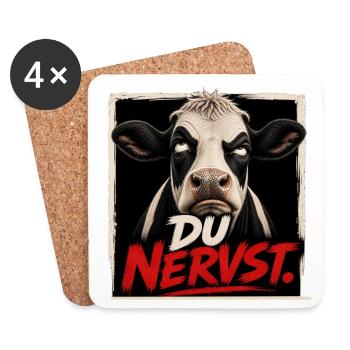 Du nervst Kuh T-Shirt – Du schon wieder - Untersetzer (4er-Set) - Weiß - Vorne