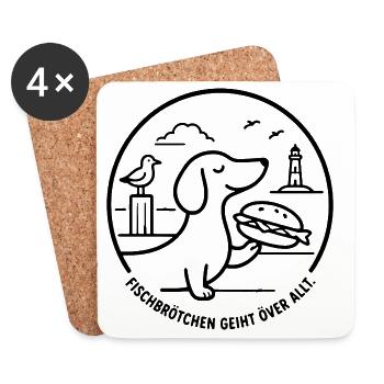 Fischbrötchen geiht över all Moin norddeutsch - Untersetzer (4er-Set) - Weiß - Vorne