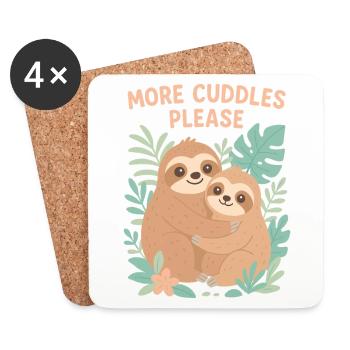 Cute Sloths: More Cuddles Please Design - Coasters (set of 4) - white - Front
