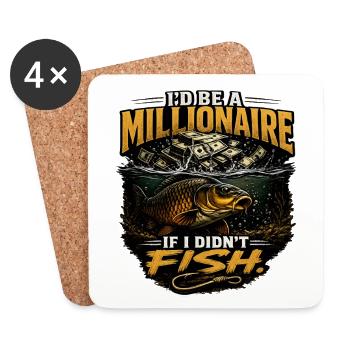 Ich wäre Millionär, wenn ich nicht Karpfen-Design fischen würde - Untersetzer (4er-Set) - Weiß - Vorne