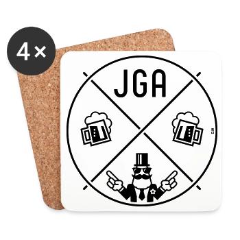 JGA Bräutigam Handzeichen Bier Kreis Symbol POS 1C - Untersetzer (4er-Set) - Weiß - Vorne