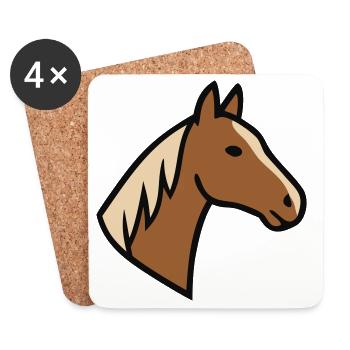 crinière à tête de cheval Haflinger - Dessous de verre (lot de 4) - blanc - Devant