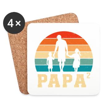 Father with daughter and son dad and daughter son - Coasters (set of 4) - white - Front