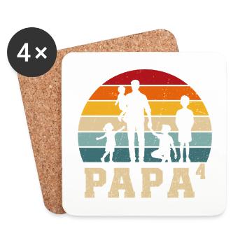 Vater, 4 Kinder, Vater, 4 Kinder, viermal Vater. - Untersetzer (4er-Set) - Weiß - Vorne