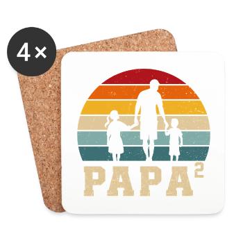 papa et fille - papa et fils - papa fils et fille - Dessous de verre (lot de 4) - blanc - Devant