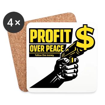 Profit Over Peace Satire - Coasters (set of 4) - white - Front