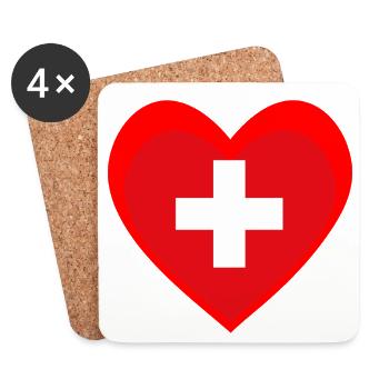 Schweiz Herz – Liebe zur Schweiz - Dessous de verre (lot de 4) - blanc - Devant